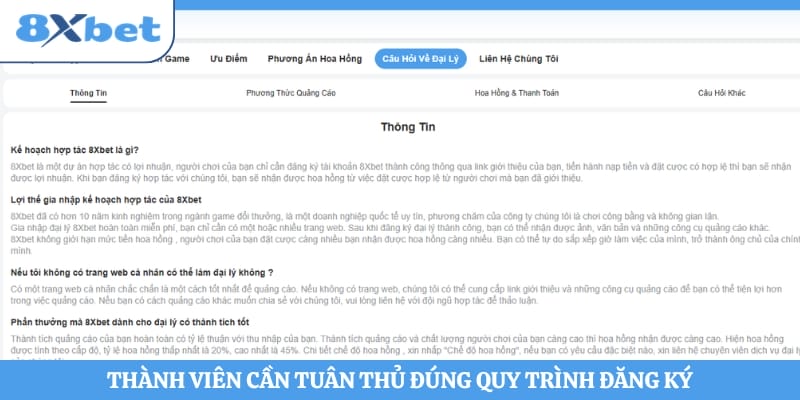 Thành viên cần tuân thủ đúng quy trình đăng ký